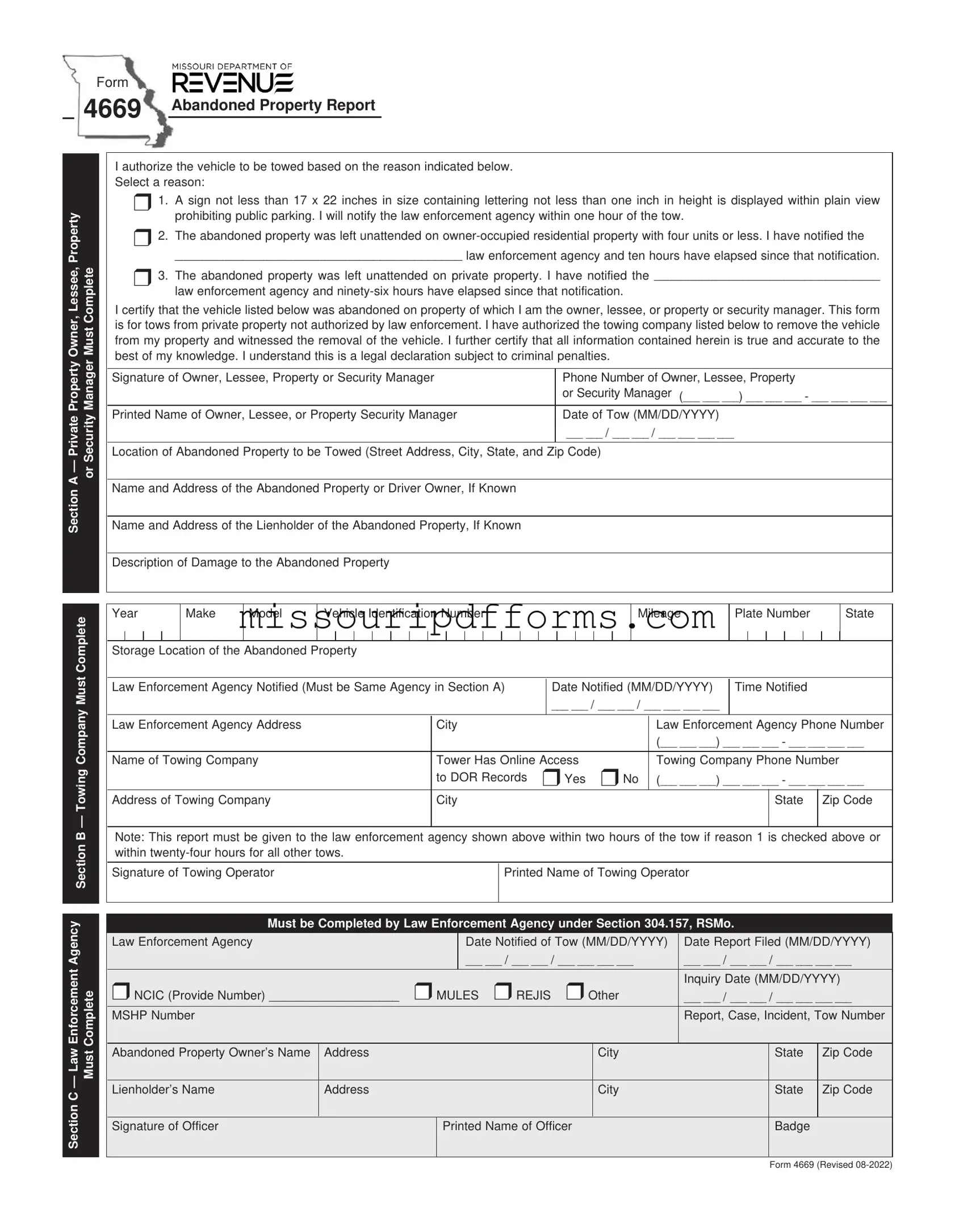Free 4669 Missouri PDF Template
