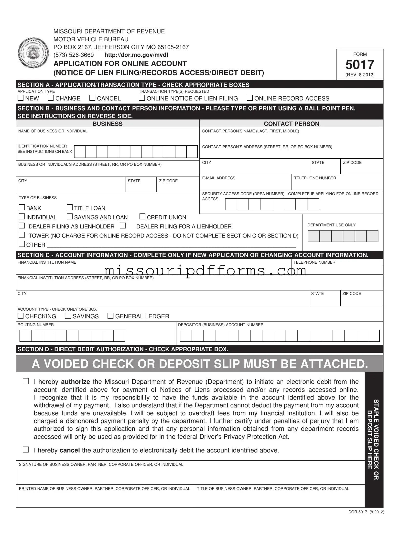 Free 5017 Missouri PDF Template