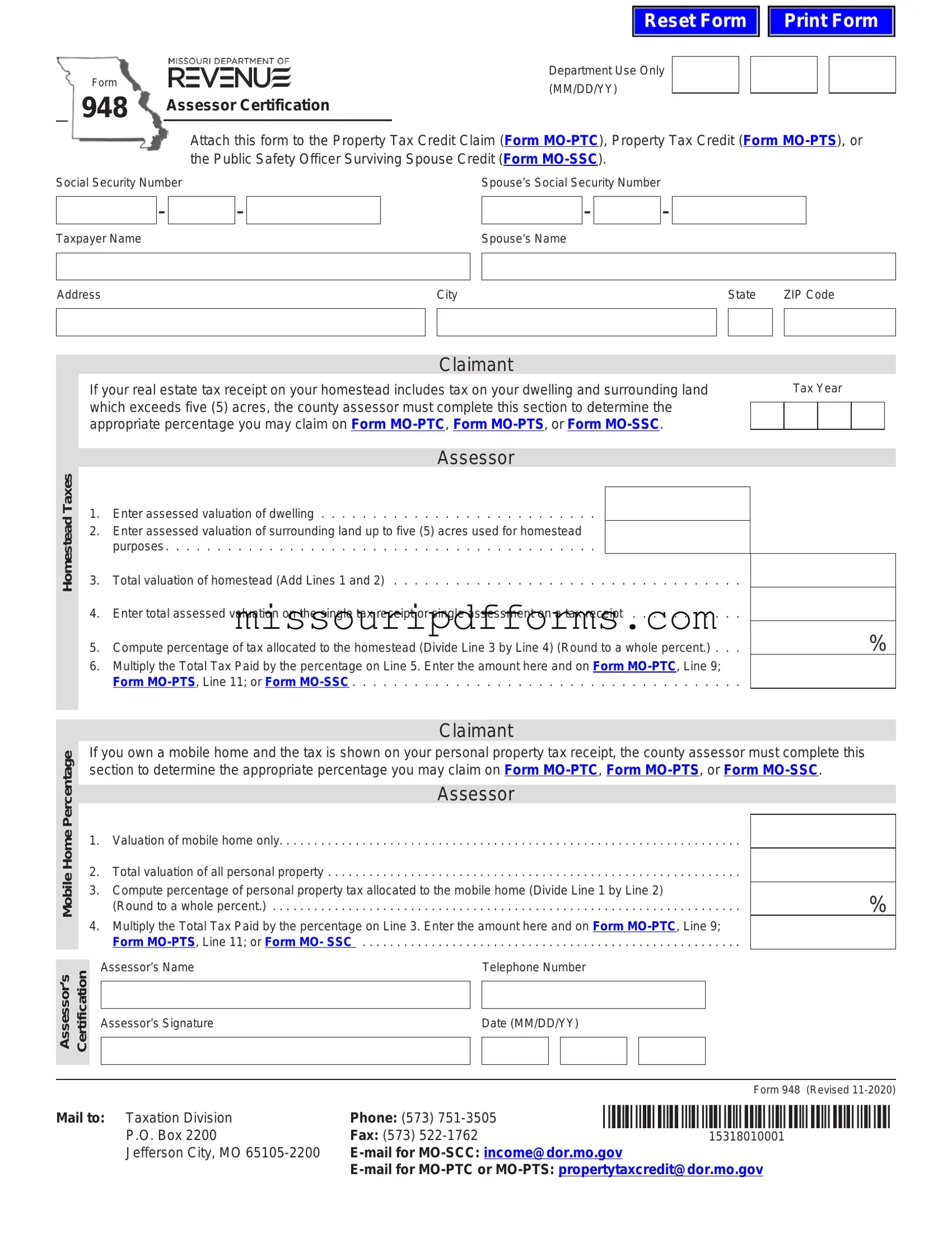 Free 948 Missouri PDF Template