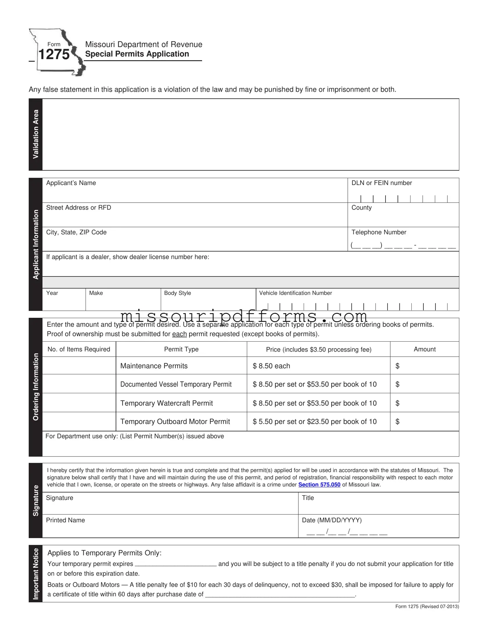 Free Missouri 1275 PDF Template