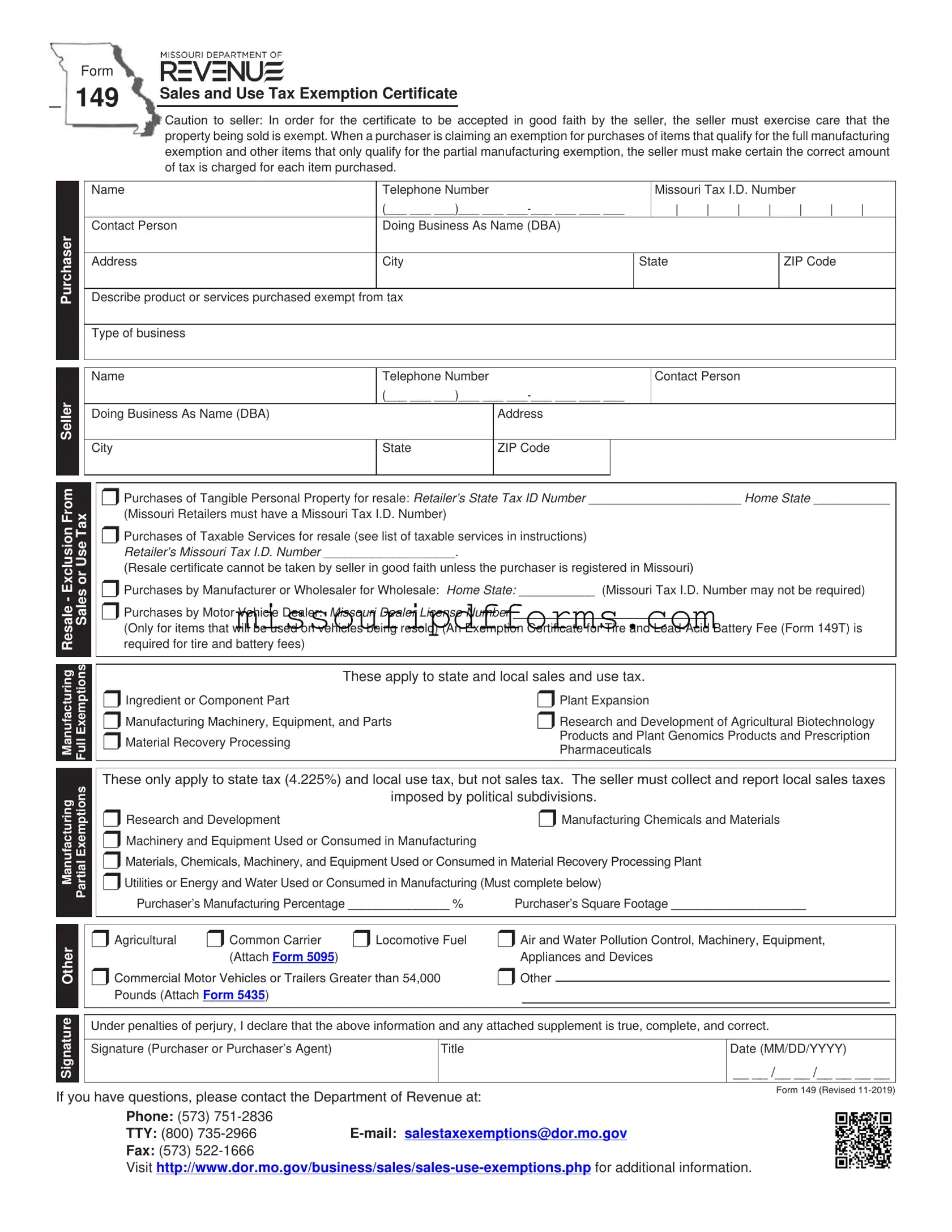 Free Missouri 149 PDF Template