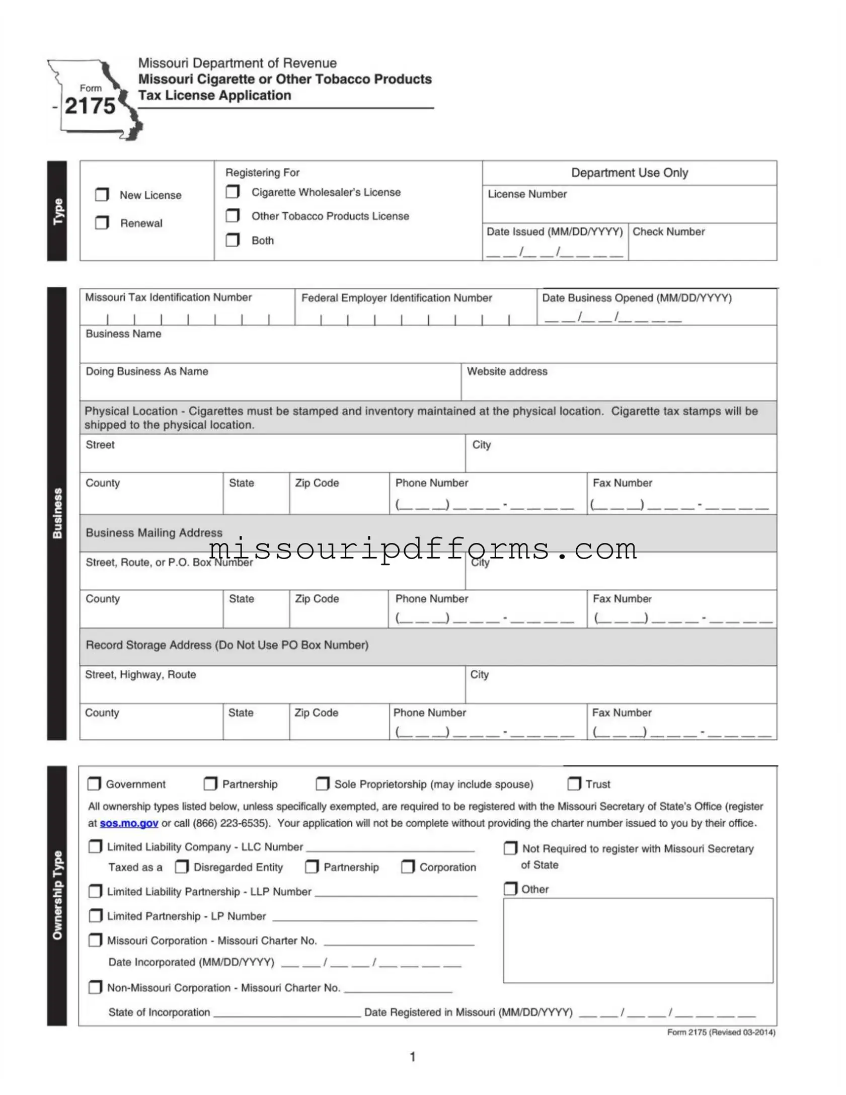 Free Missouri 2175 PDF Template