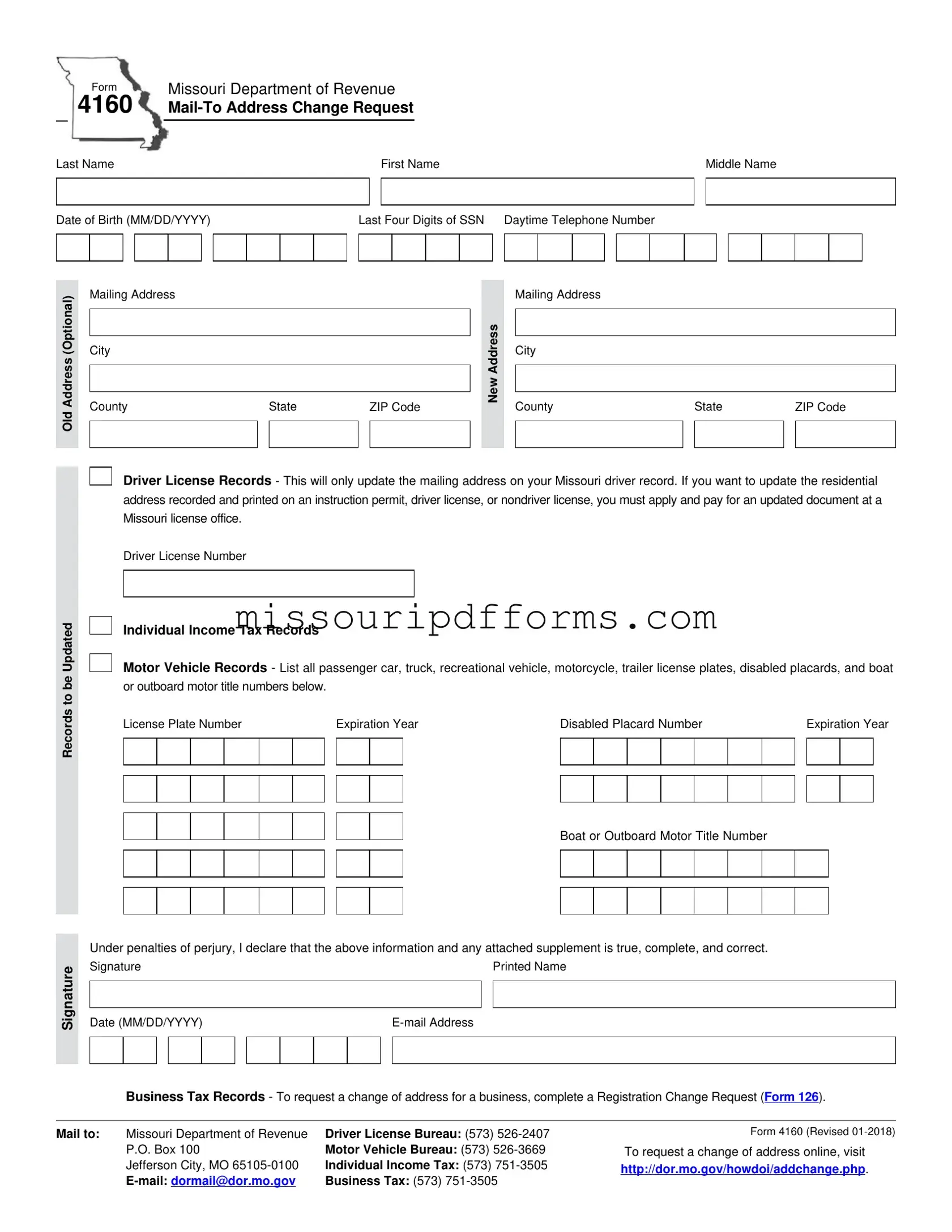Free Missouri 4160 PDF Template
