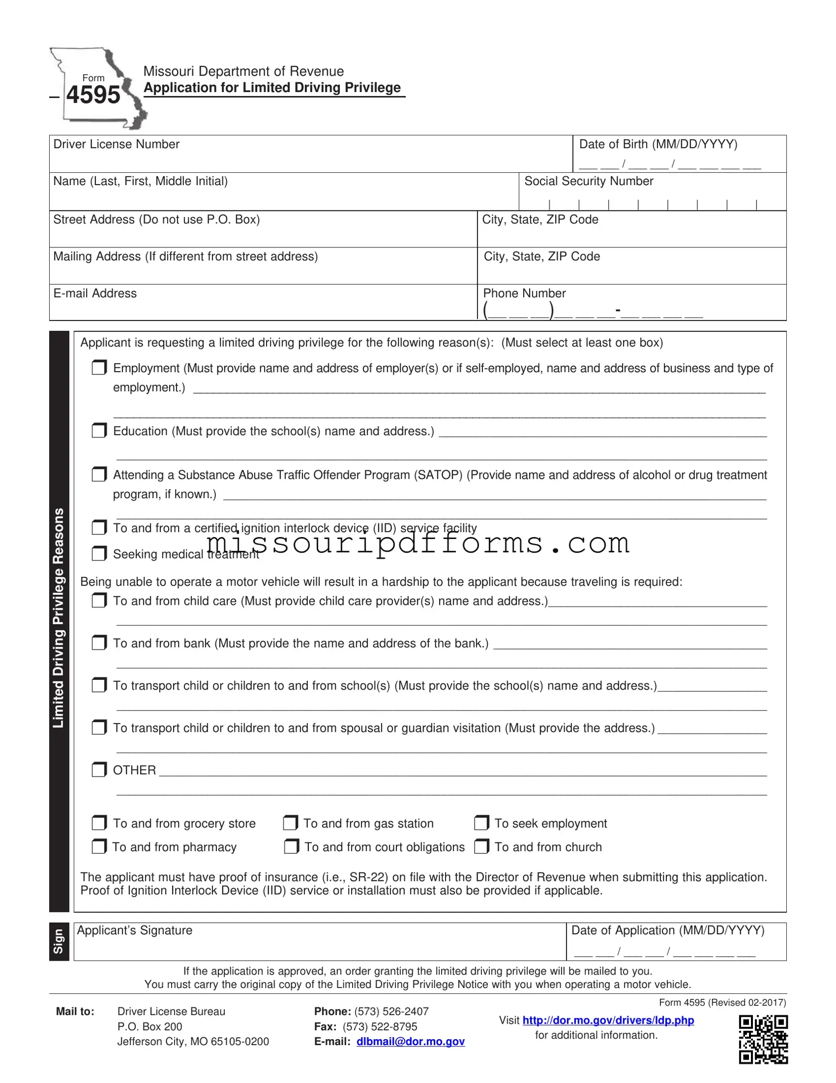 Free Missouri 4595 PDF Template