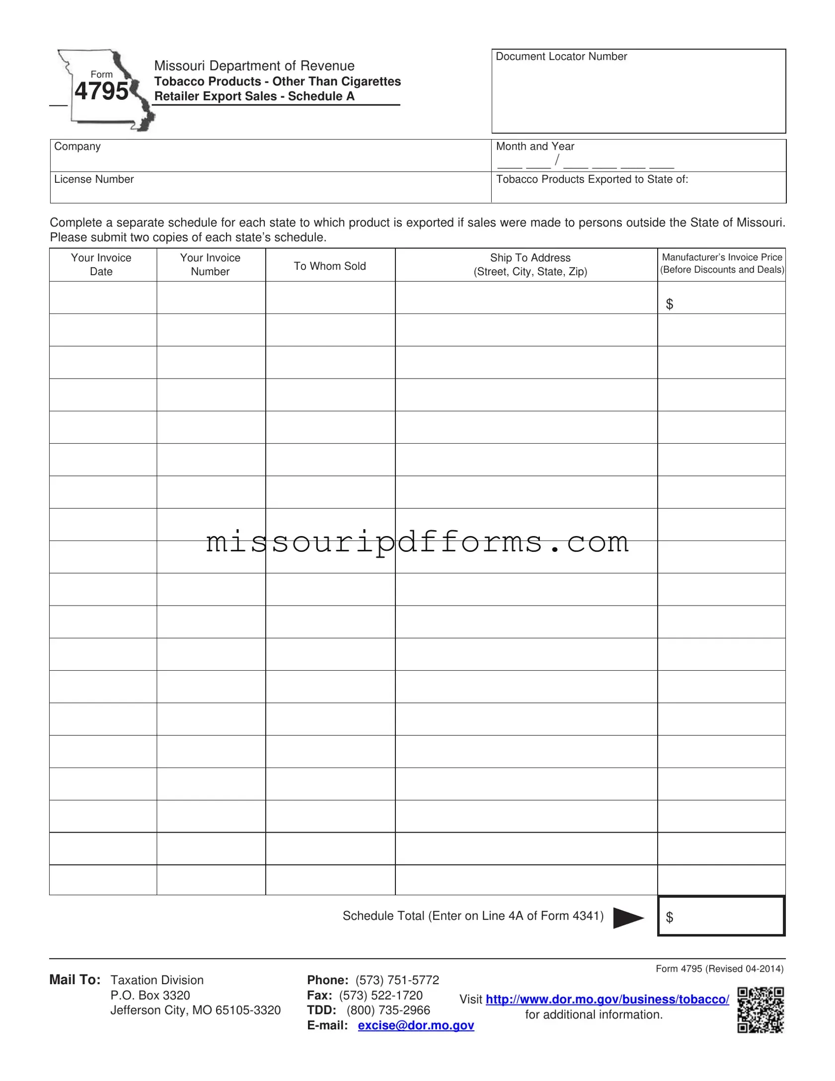 Free Missouri 4795 PDF Template