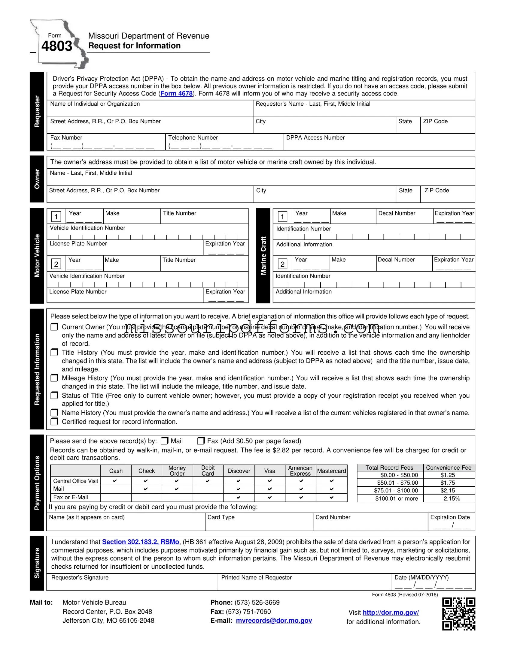 Free Missouri 4803 PDF Template