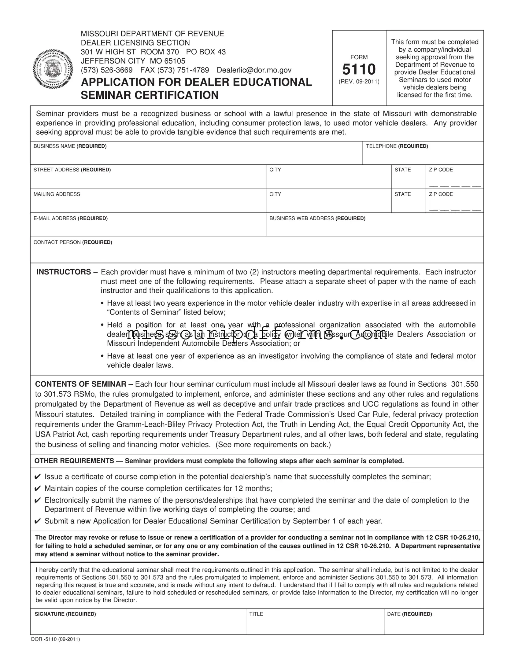 Free Missouri 5110 PDF Template