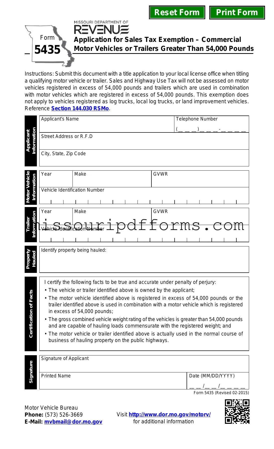 Free Missouri 5435 PDF Template