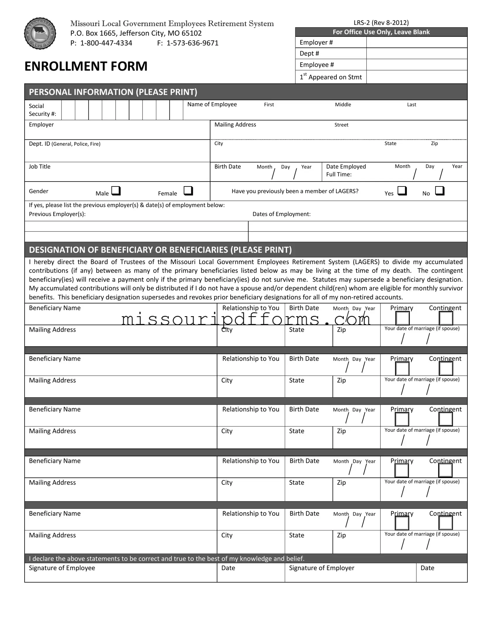 Free Missouri Lrs 2 PDF Template