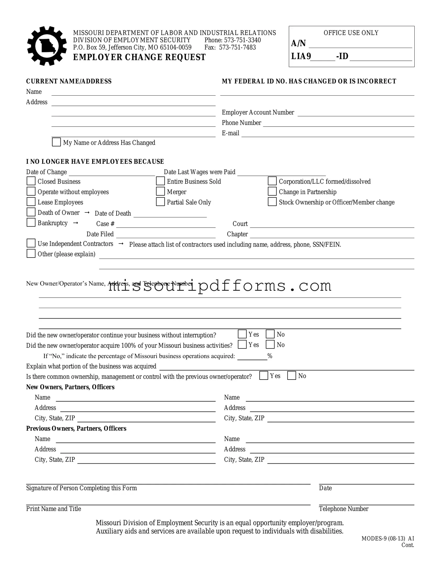 Free Missouri Modes 9 PDF Template