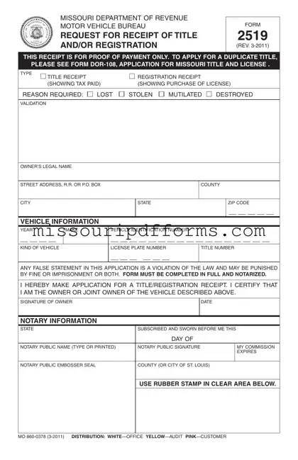 Free 2519 Missouri PDF Template