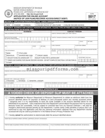 Free 5017 Missouri PDF Template