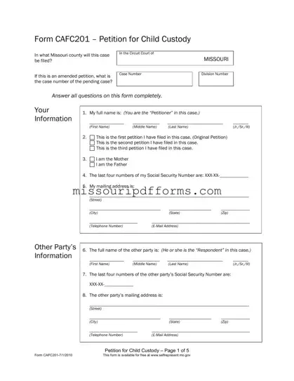 Free Cafc201 Missouri PDF Template