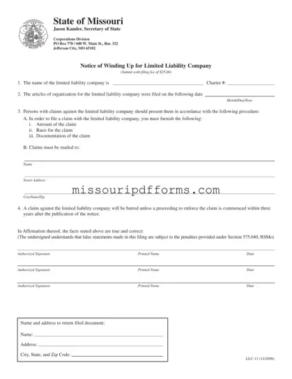 Free Llc 13 Missouri PDF Template