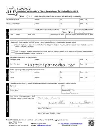 Free Missouri 5315 PDF Template