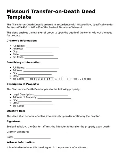 Valid Missouri Transfer-on-Death Deed Document
