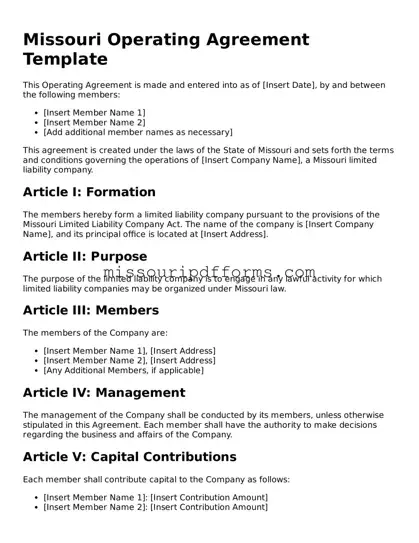 Valid Missouri Operating Agreement Document