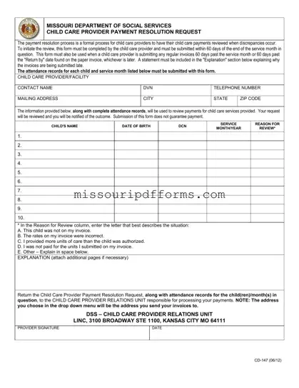 Free Missouri Cd 147 PDF Template