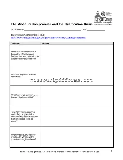 Free Missouri Compromise PDF Template