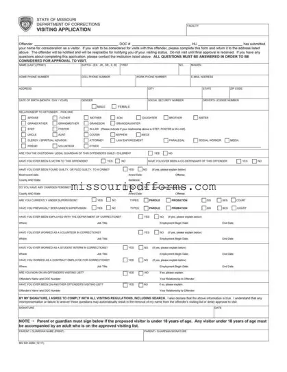 Free Missouri Dept Of Corrections PDF Template