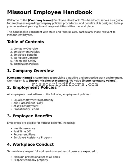Valid Missouri Employee Handbook Document