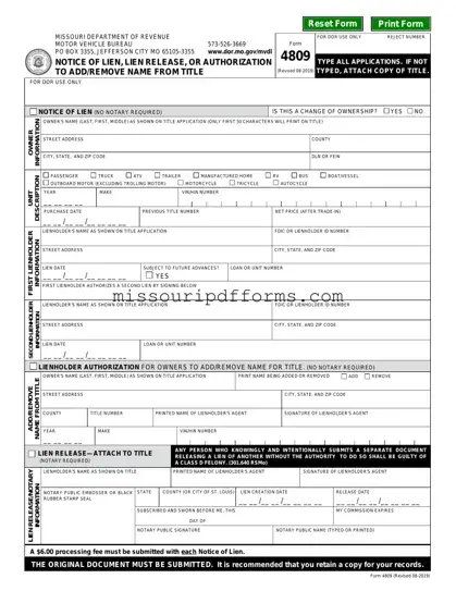 Free Missouri Lien PDF Template