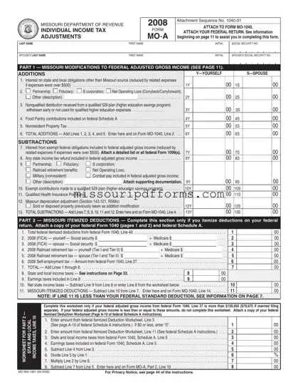 Free Missouri Mo A PDF Template