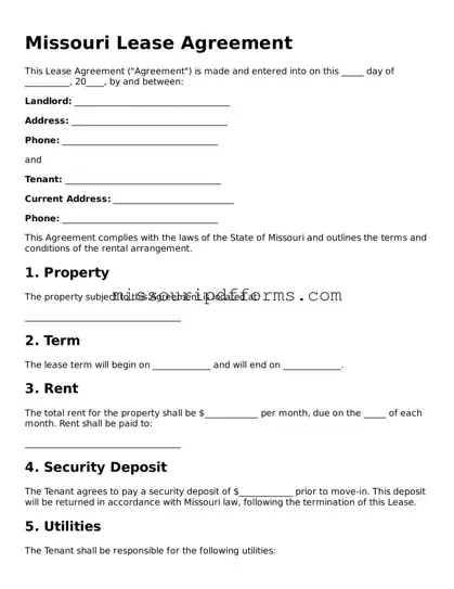 Valid Missouri Lease Agreement Document