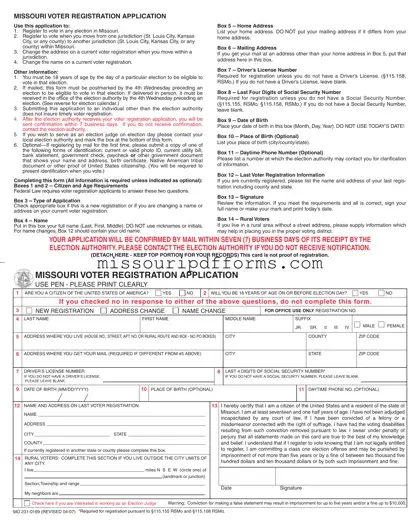 Free Missouri Voter Registration Application PDF Template