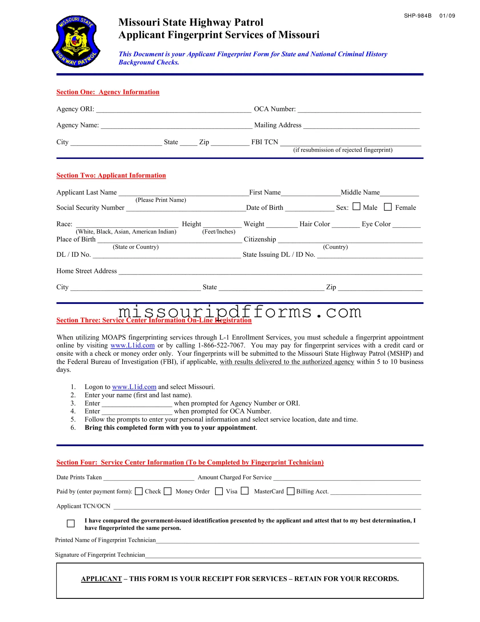 Free Shp 984B Missouri PDF Template
